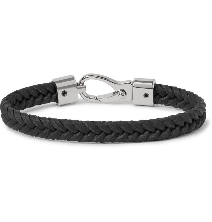 Photo: Tod's - Woven Leather and Silver-Tone Bracelet - Men - Black