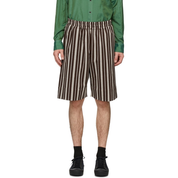 Photo: Jil Sanderand Brown and White Deckchair Stripe Shorts
