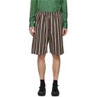 Jil Sanderand Brown and White Deckchair Stripe Shorts