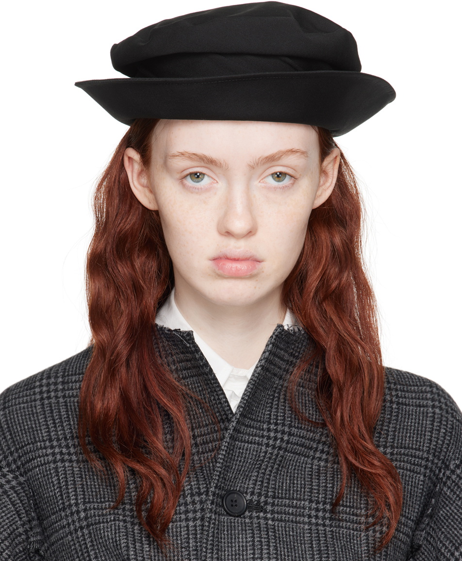 Yohji Yamamoto Black Draped Bucket Hat Yohji Yamamoto