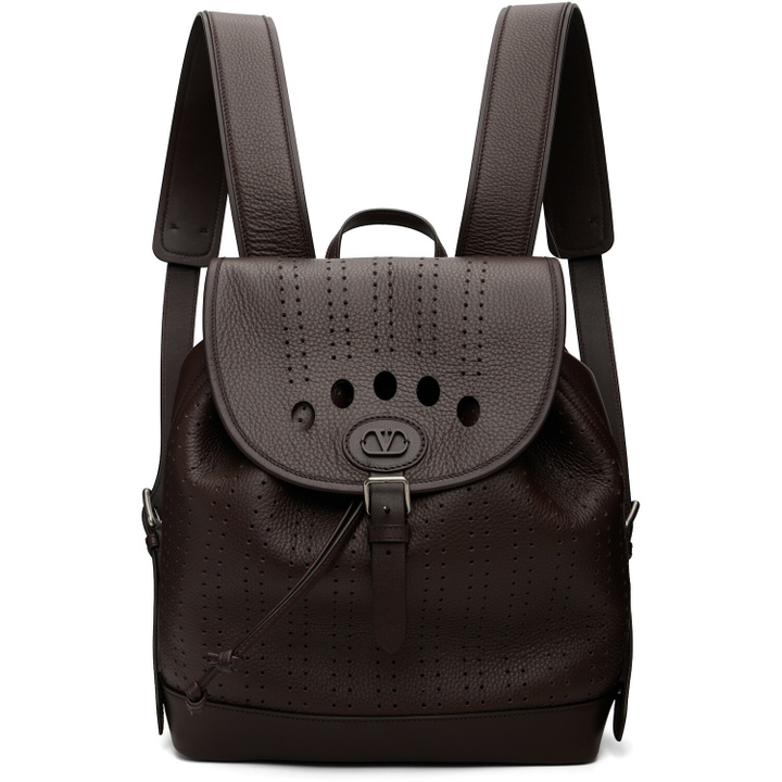 Photo: Valentino Garavani Brown Antibes Perforated Leather Backpack