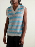 Marni - Brushed Striped Mohair-Blend Sweater Vest - Blue