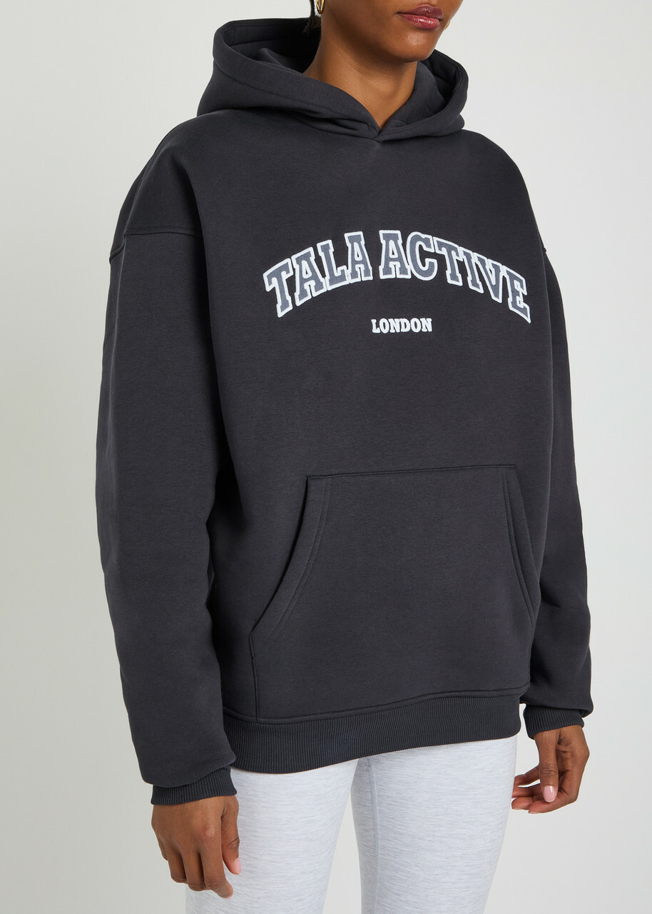 Tala Logo-embroidered Hooded Cotton-blend Sweatshirt Navy