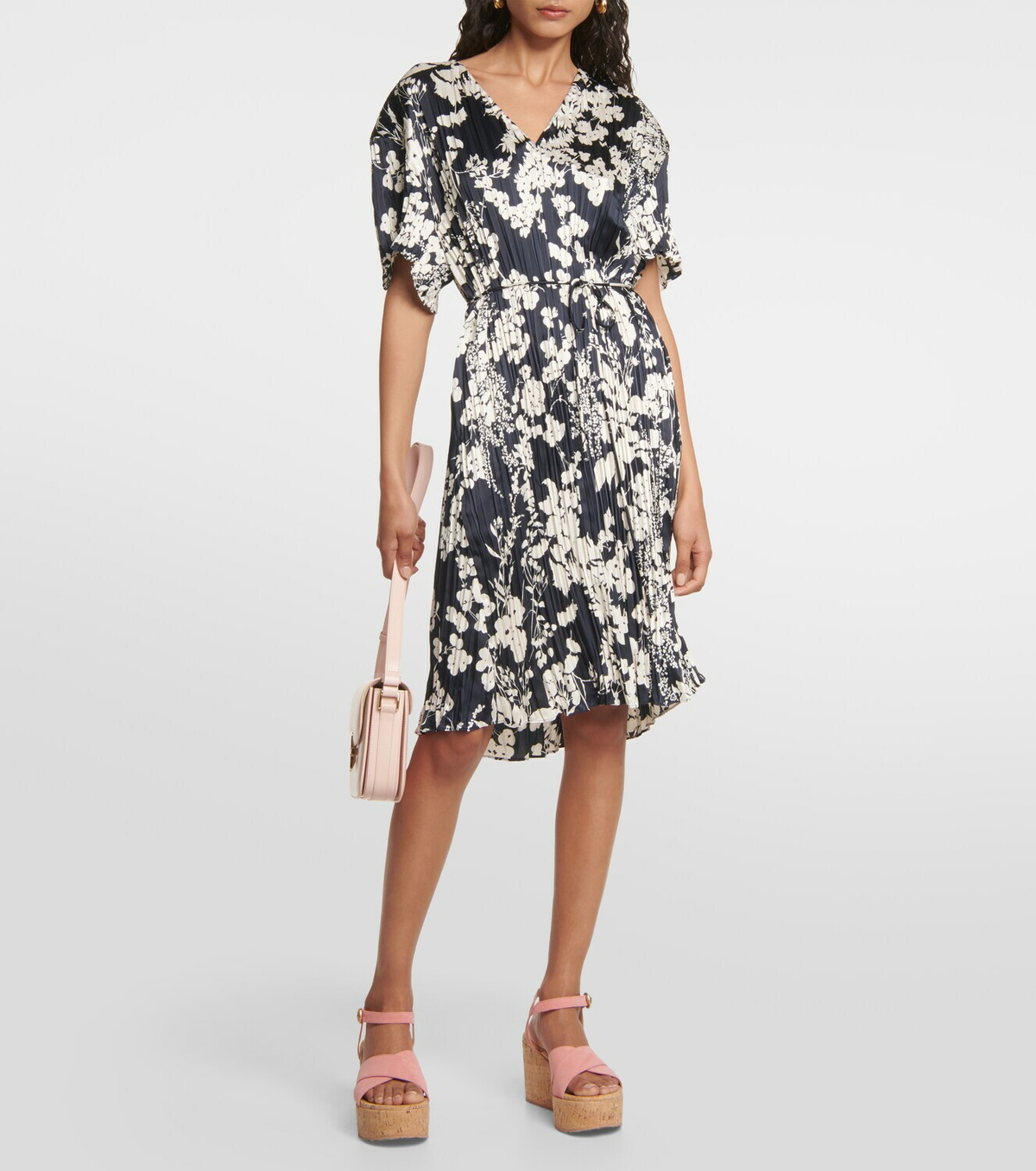 Vince V-neck floral belted minidress