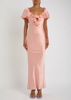 DE LA Vali Eden Ruffled Stretch-satin Maxi Dress Light Pink