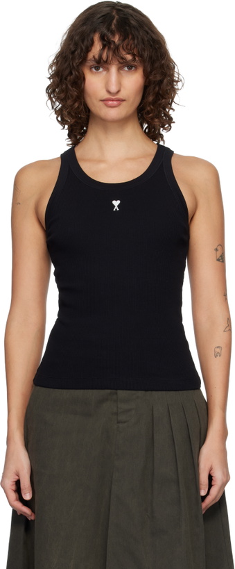 Photo: AMI Paris Black Cotton Ami de Coeur Tank Top