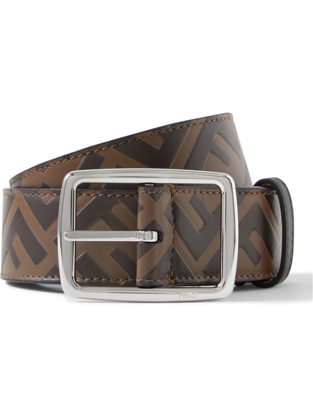 Photo: Fendi - Logo-Embossed Leather Belt - Brown