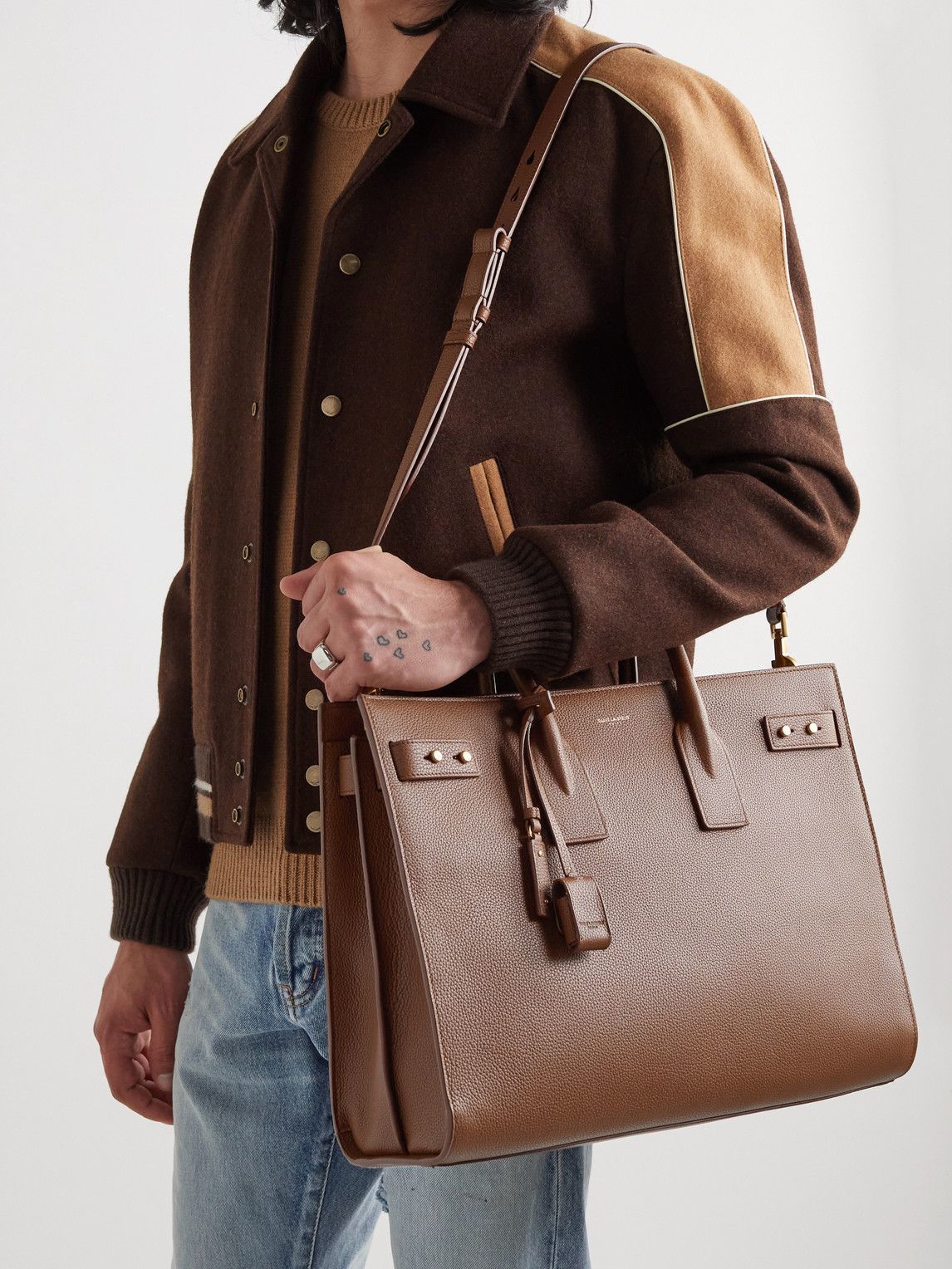 Giant Suede Bowling Bag in Brown - Saint Laurent