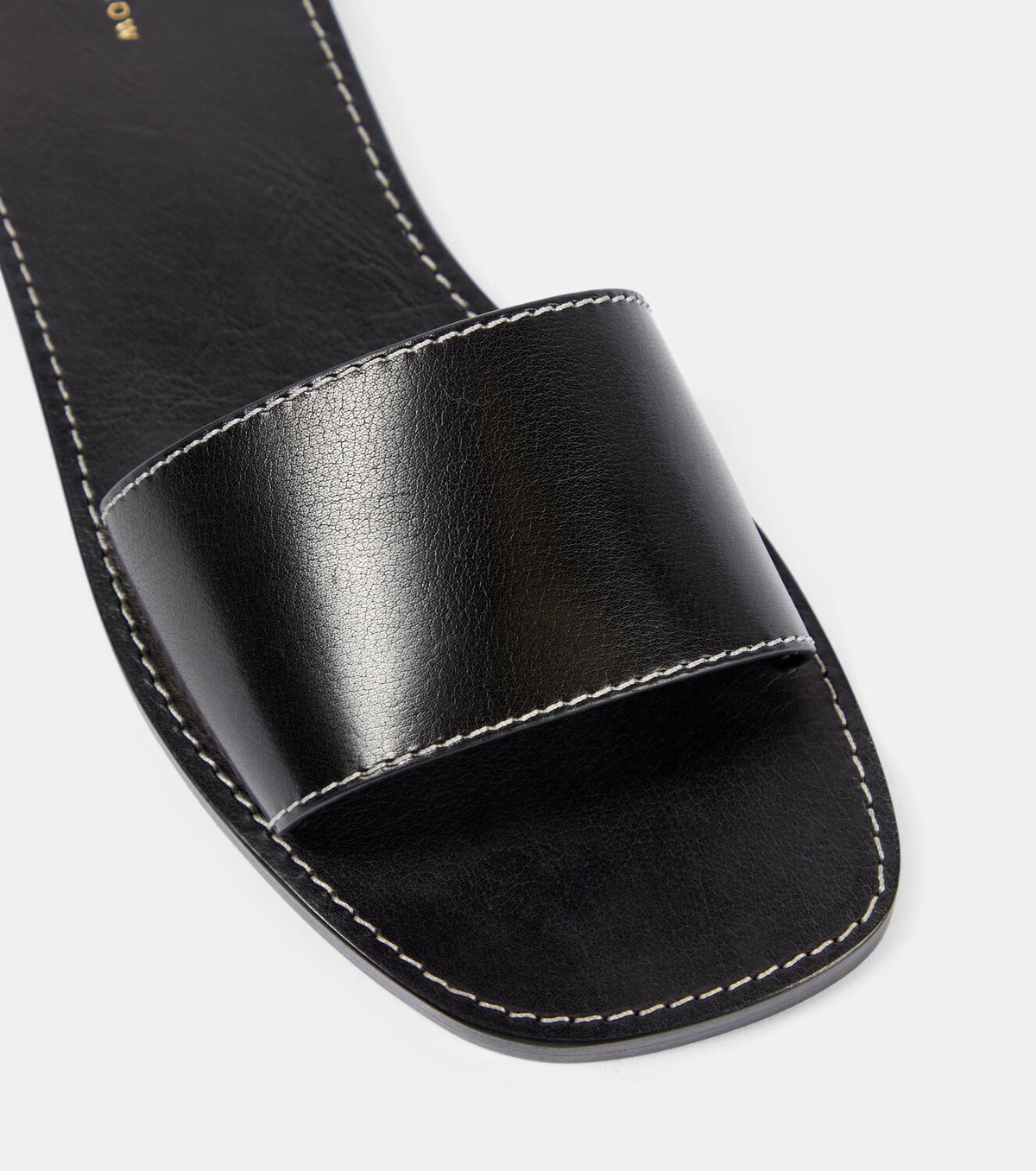 関税送料込The Row Link Sandals Link leather sandals in black - The Row | Mytheresa