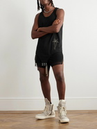 Rick Owens - Champion Dolphin Straight-Leg Logo-Embroidered Mesh Shorts - Black