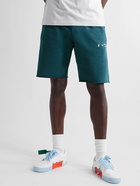 Off-White - Straight-Leg Logo-Appliquéd Cotton-Jersey Shorts - Blue