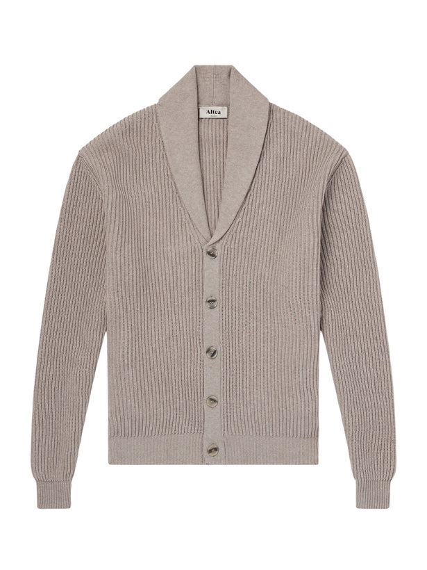 Photo: Altea - Shawl-Collar Ribbed Cotton and Cashmere-Blend Cardigan - Neutrals