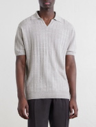 Boglioli - Open-Collar Ribbed Linen and Cotton-Blend Polo Shirt - Gray
