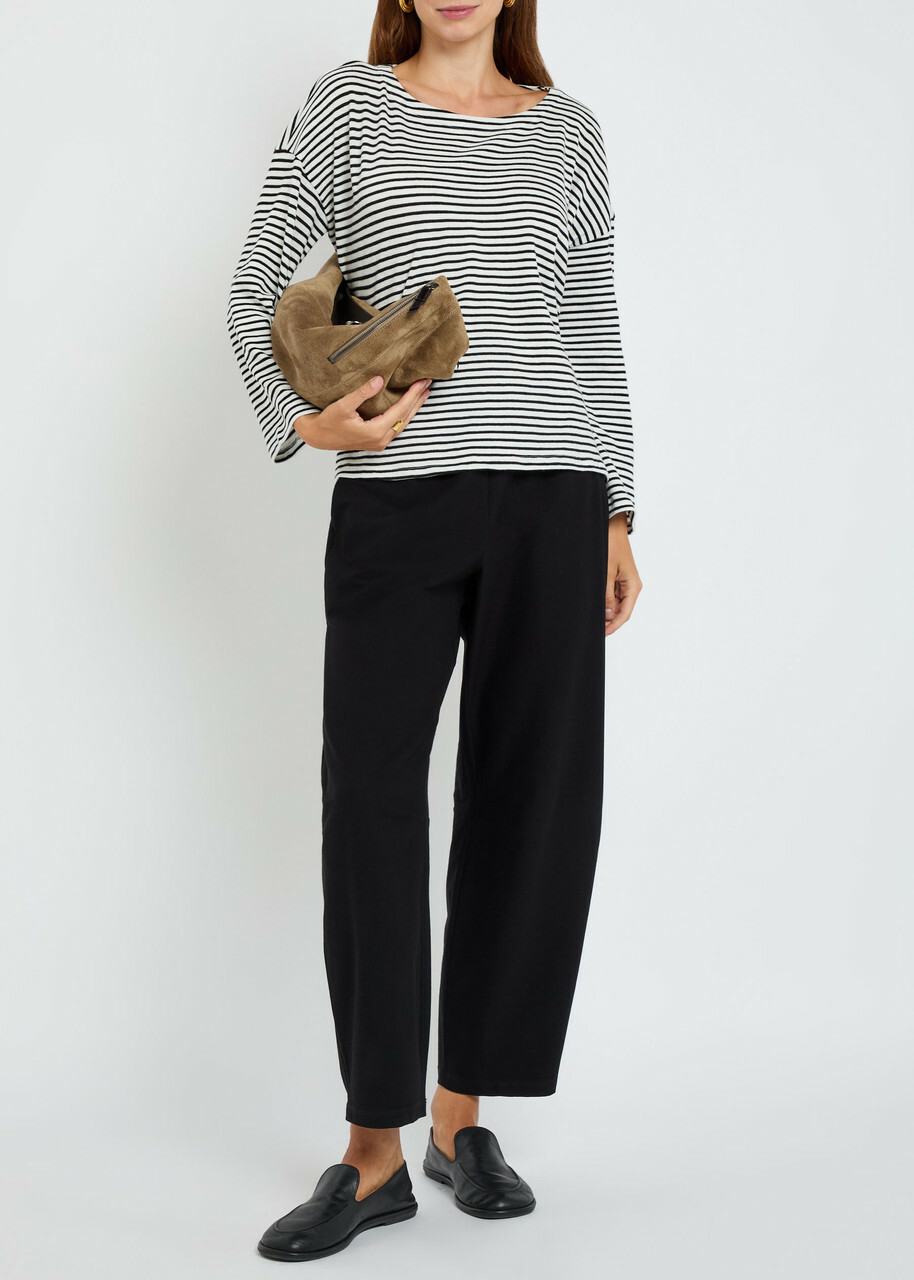 Eileen Fisher Striped Cotton-knit top Black And White