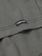TOM FORD - Stretch-Cotton Jersey Henley Pyjama T-Shirt - Gray