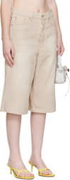 Acne Studios Beige Coated Denim Shorts