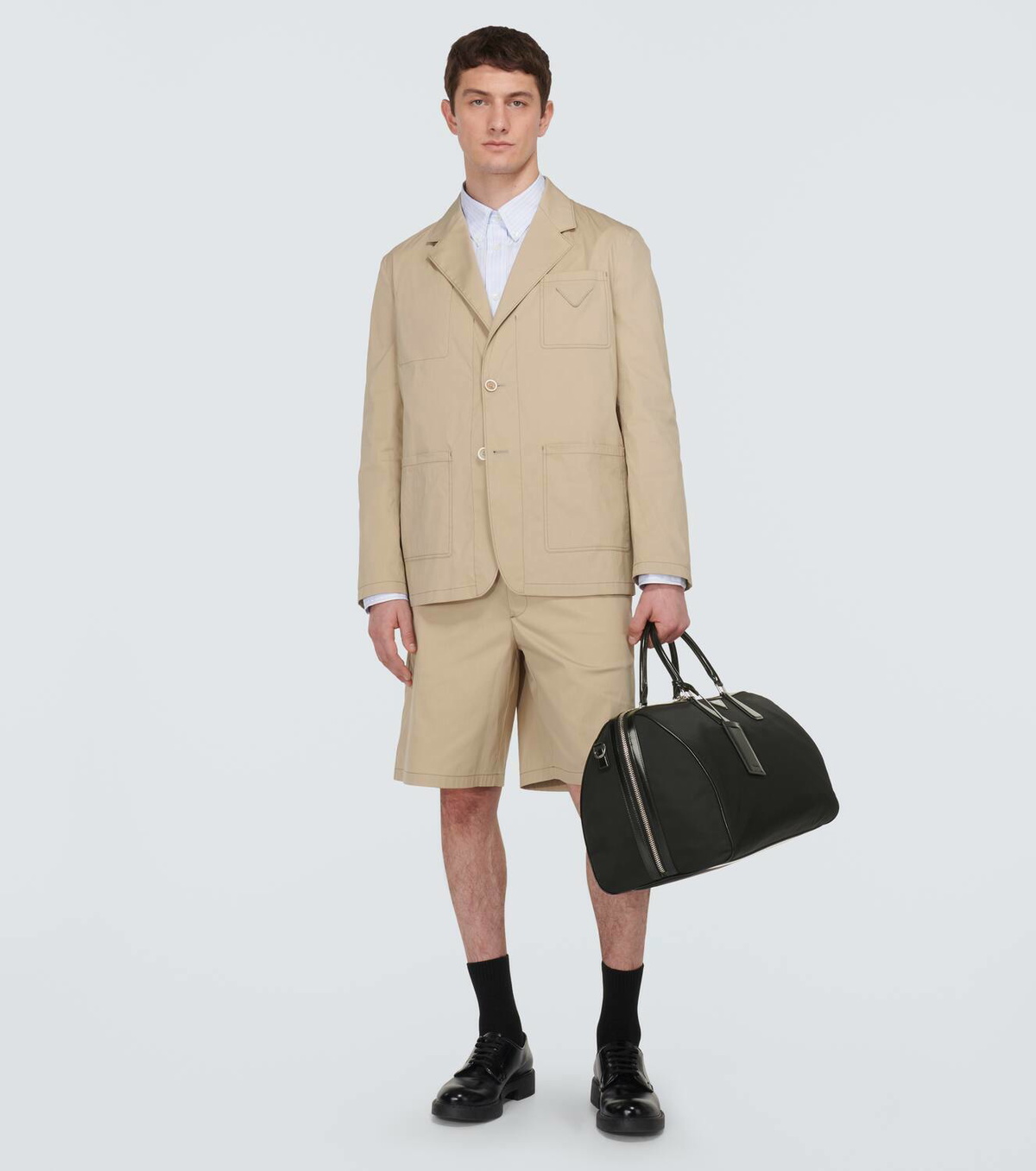 Prada Leather-trimmed duffel bag