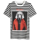 Max Mara Women's Striped T-shirt with Dog Print in Vanilla
