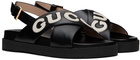 Gucci Black & White Slingback Sandals