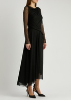 Talbot Runhof Crystal-embellished Tulle Midi Dress Black