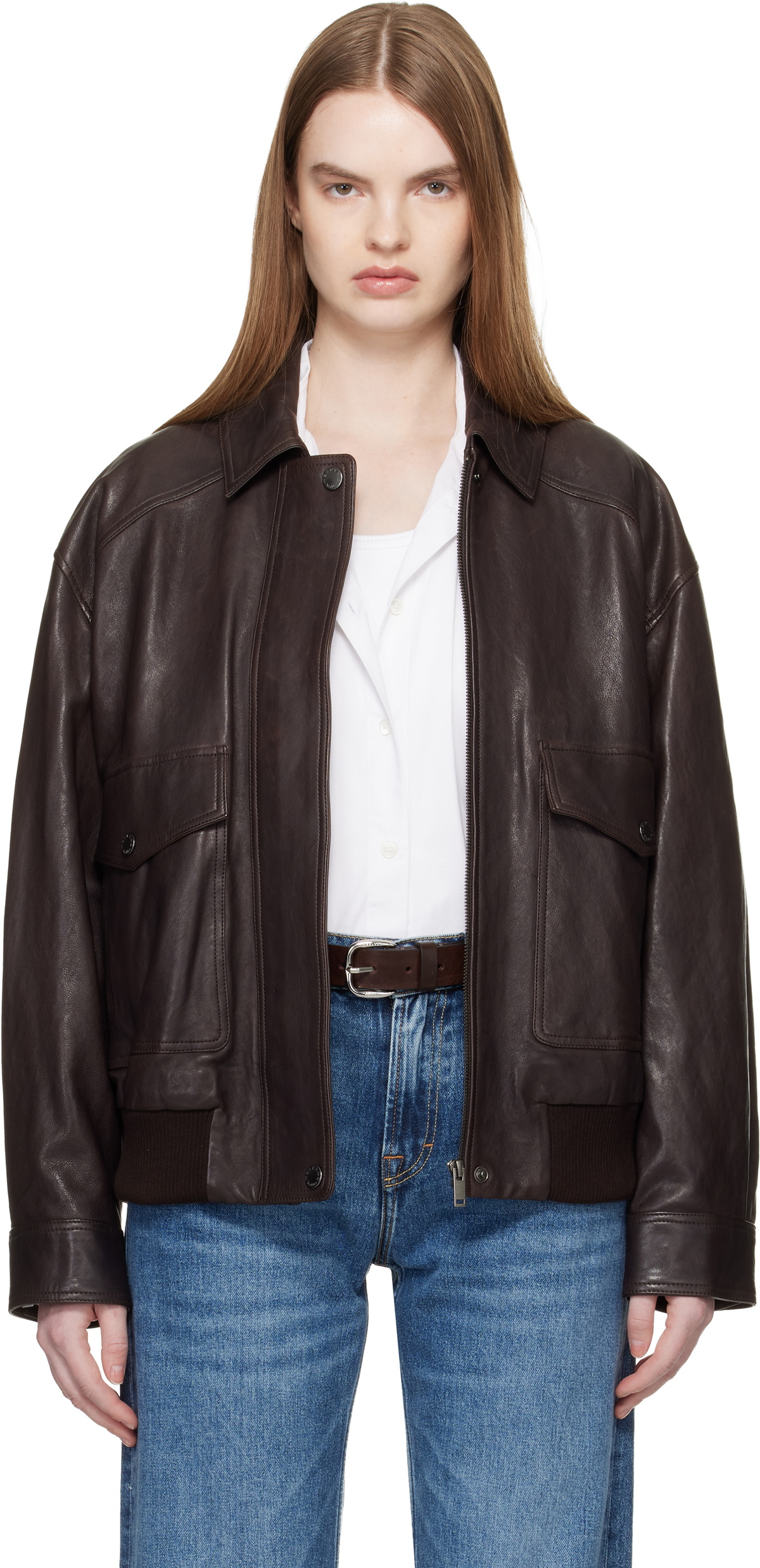 Namacheko Brown Wool Tailored Biker Jacket Namacheko