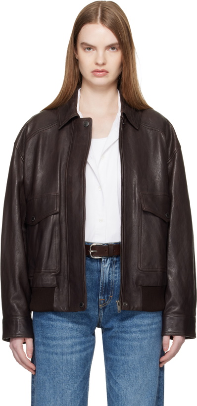 Photo: Weekend Max Mara Brown Gigante Leather Jacket