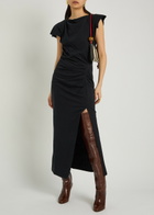 Isabel Marant Nadela Gathered Cotton Midi Dress Black