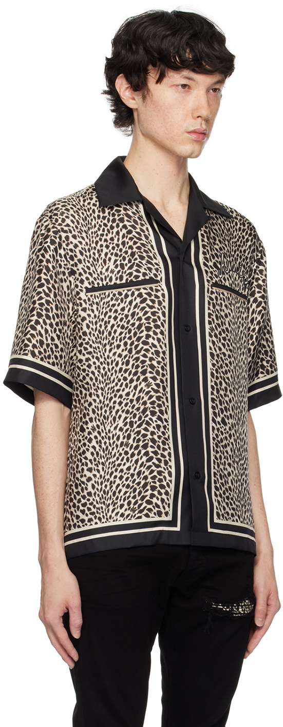 AMIRI Black MA Leopard Bowling Shirt