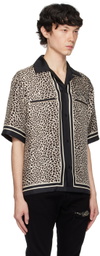 AMIRI Black MA Leopard Bowling Shirt