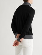 CANALI - Colour-Block Wool Half-Zip Sweater - Black