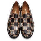 Burberry Black and Beige Emile Checkerboard Loafers