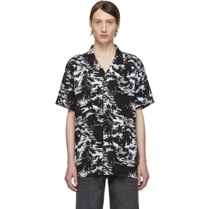 Photo: Levis Black and White Halftone Palm Short Sleeve Shirt