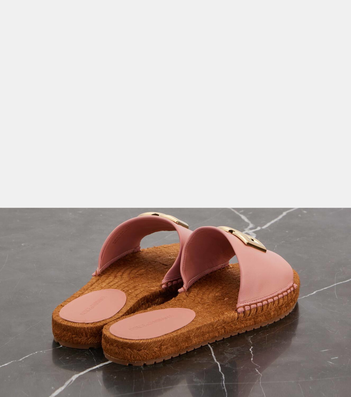 Dolce&Gabbana DG leather espadrille slides