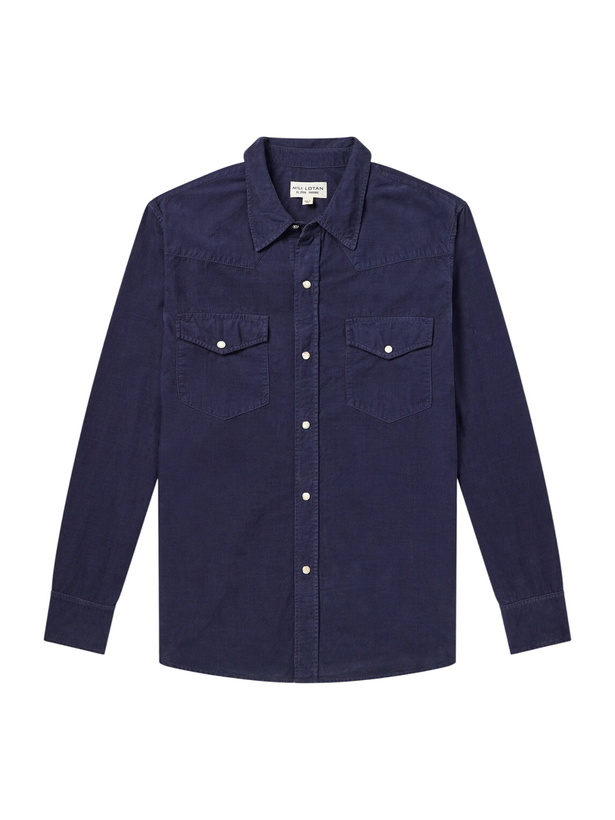 Photo: Nili Lotan - Travis Cotton-Corduroy Shirt - Blue