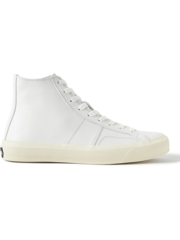 Photo: TOM FORD - Cambridge Leather High-Top Sneakers - White