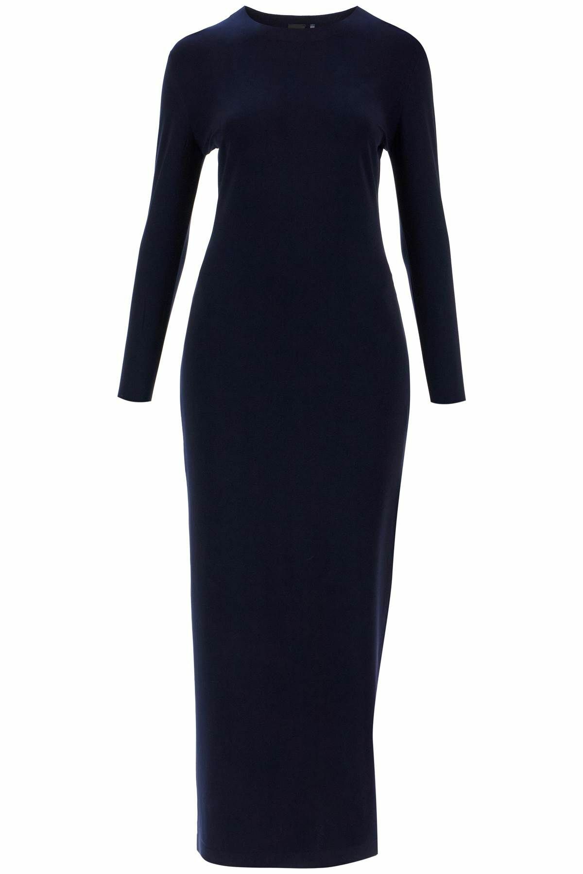 slim fit dress slacks Lucci Lu C8095 Deep V-Neck Long Sleeve Form-Fitting Bodice Mother of The Bride Dress Navy / 24 main image 0