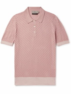 Canali - Slim-Fit Honeycomb-Knit Cotton Polo Shirt - Pink