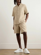 Versace - Camp-Collar Cotton-Terry Jacquard Shirt - Neutrals