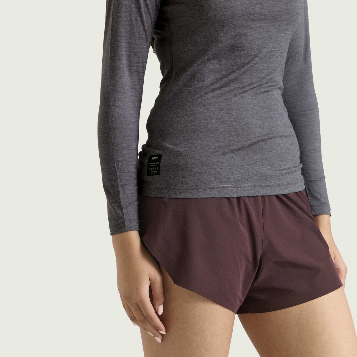 SOAR Women's Long Sleeve Merino Silk Base Layer in Grey
