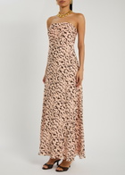 Staud Cassie Tortoise-print Silk Maxi Dress Pink