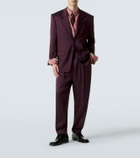 Saint Laurent Belted silk satin straight pants