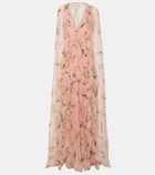 Carolina Herrera Caped floral silk gown