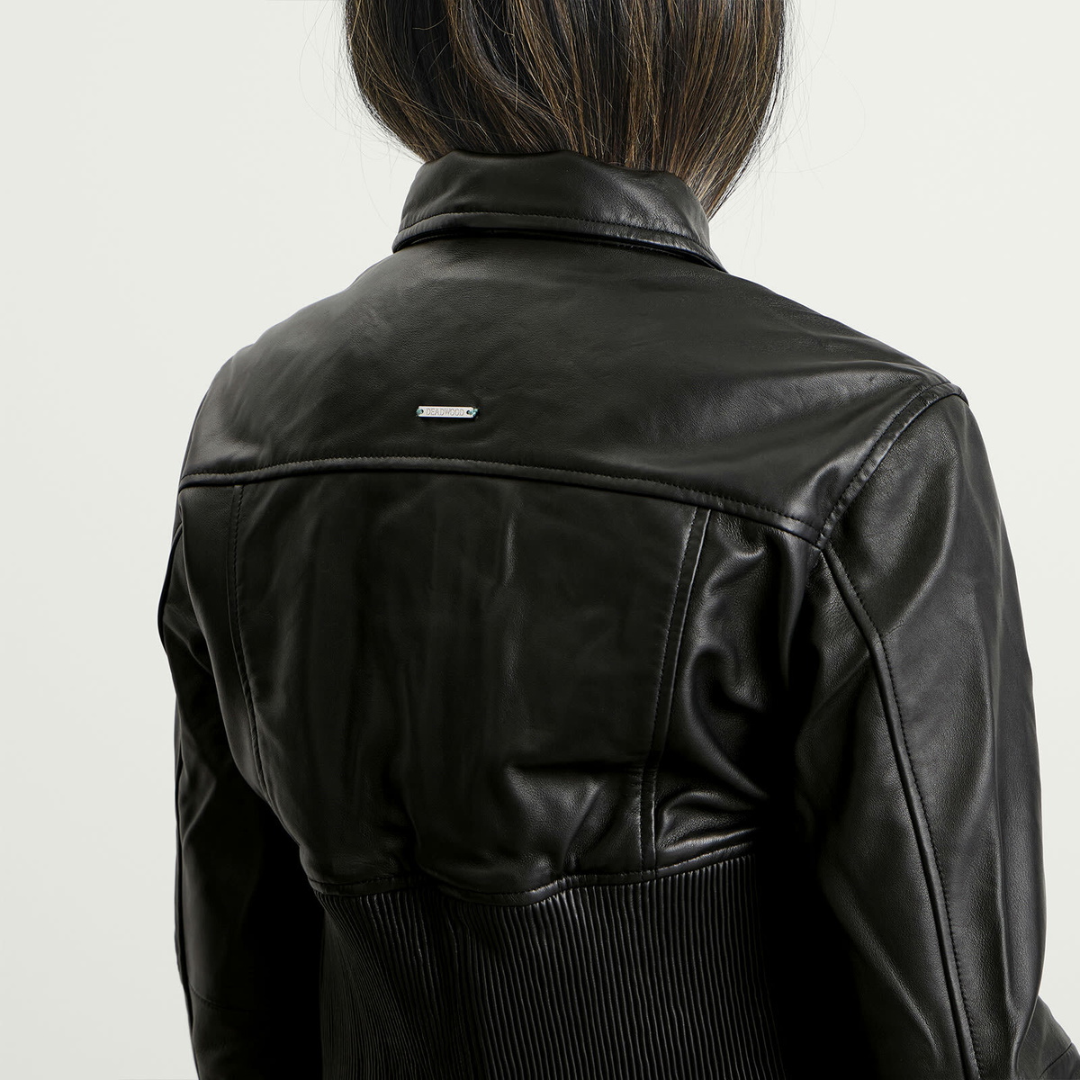 Deadwood Women's Angel Recycled Leather Jacket in Black