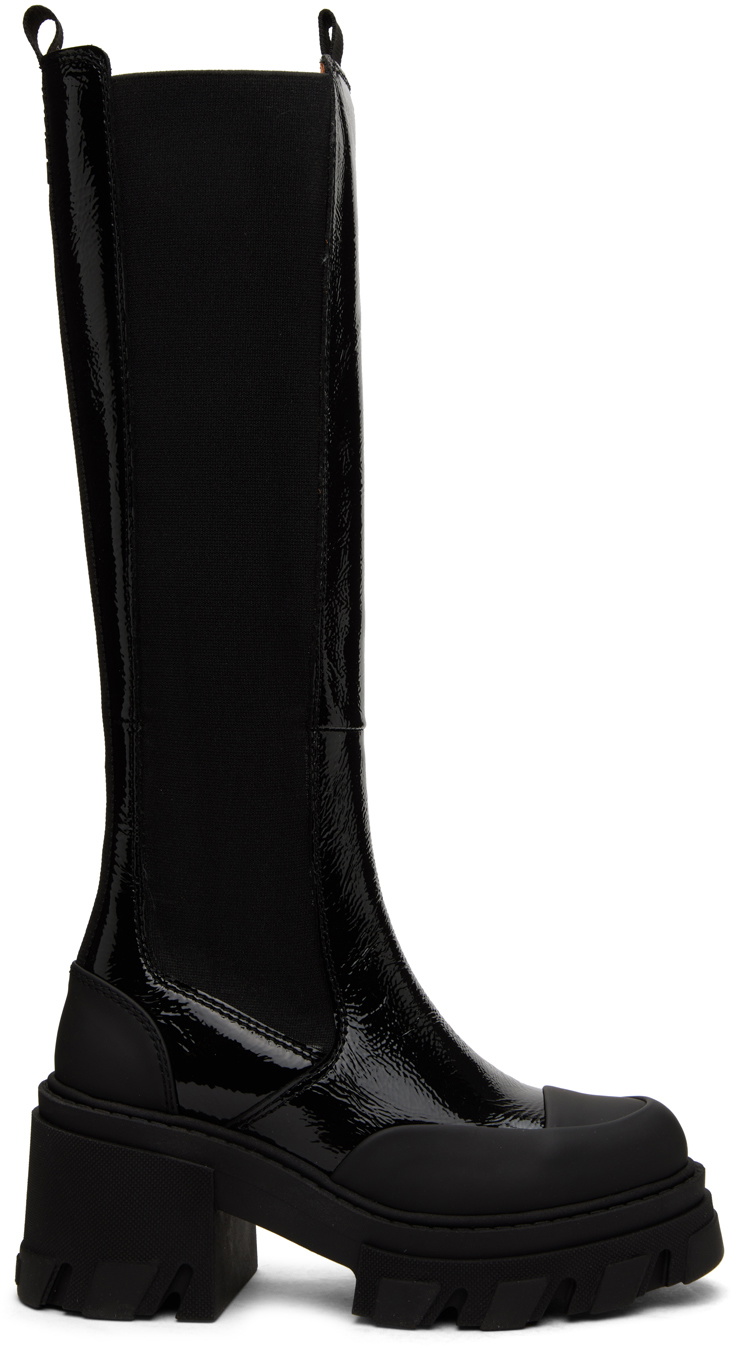 【関税込み】Chelsea Boots - Ganni - Leather - Black Black Black Low Cut Western Chelsea Boots | GANNI US