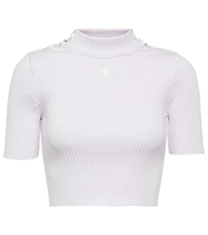Photo: Courrèges Logo ribbed-knit crop top