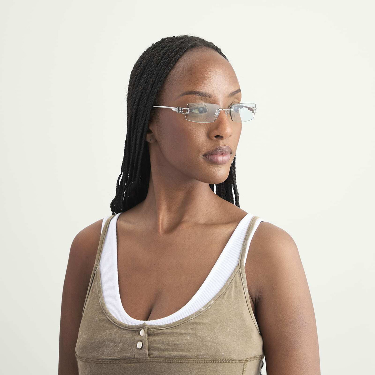 Gentle Monster Gamot Sunglasses in Silver/Green 