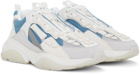 AMIRI White & Blue Nubuck Bone Runner Sneakers