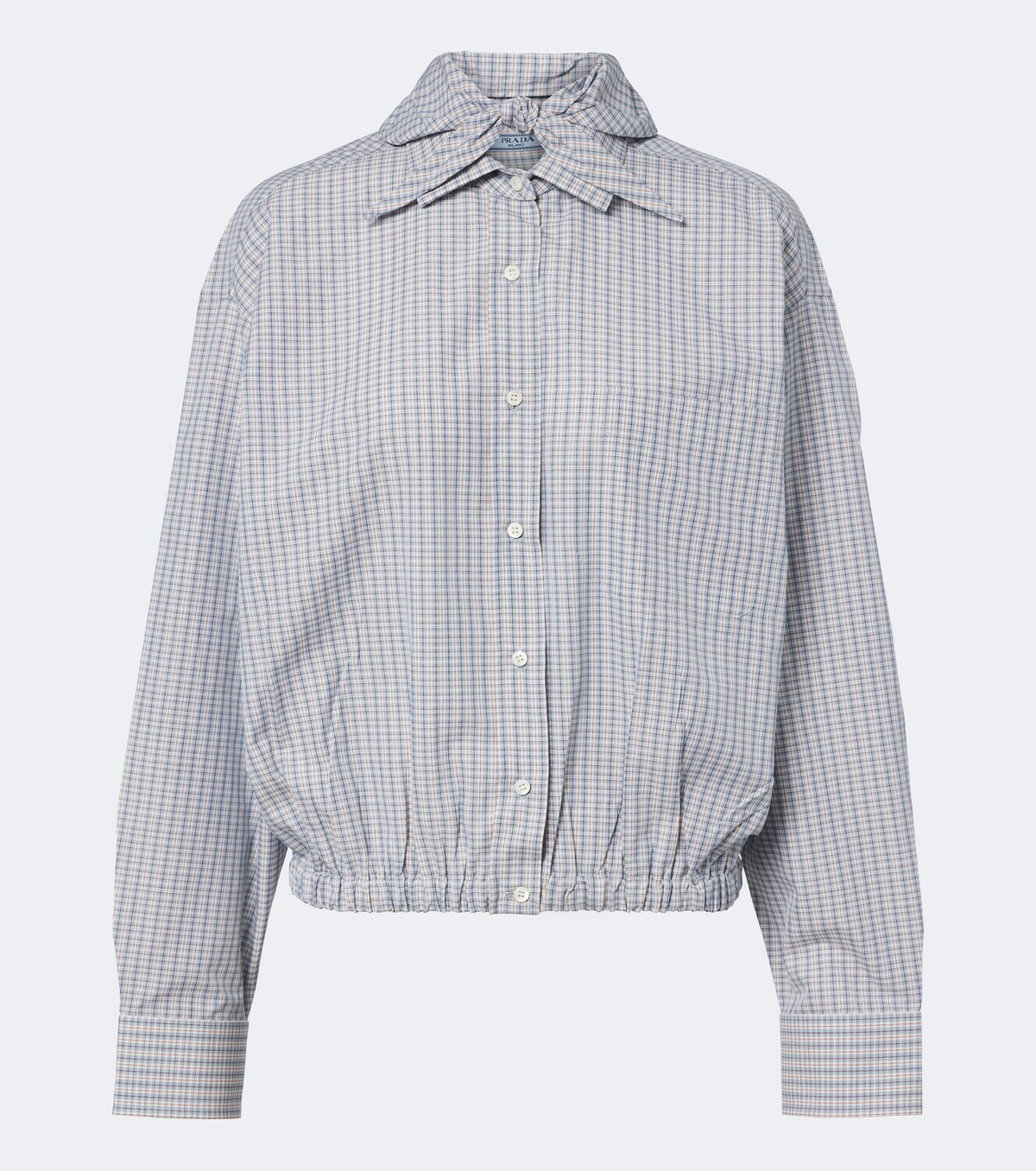 Prada Bow-detail checked cotton blouse