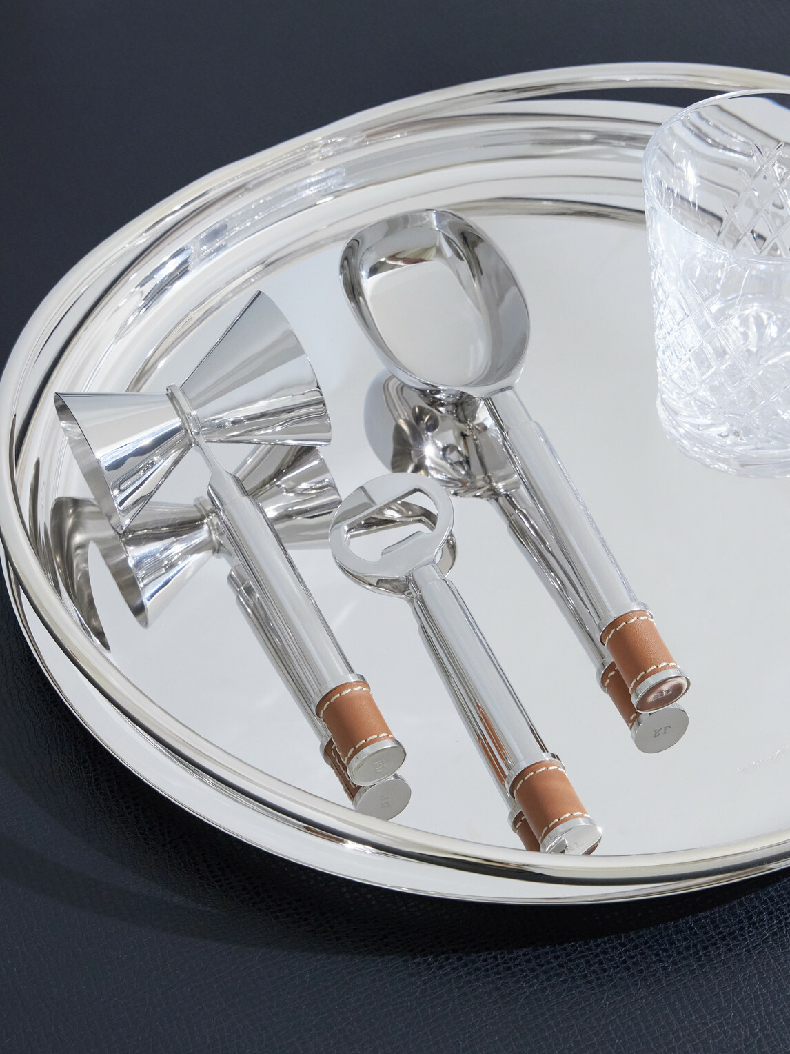 Ralph Lauren Home - Wyatt Leather-Trimmed Silver-Tone Bar Tool Set