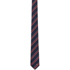 Valentino Garavani Navy & Red Valentie Jacquard Regimental Silk Tie